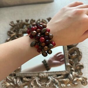 3 for $20 ✨Elegant Beaded Bracelet with Red and Brown Accents